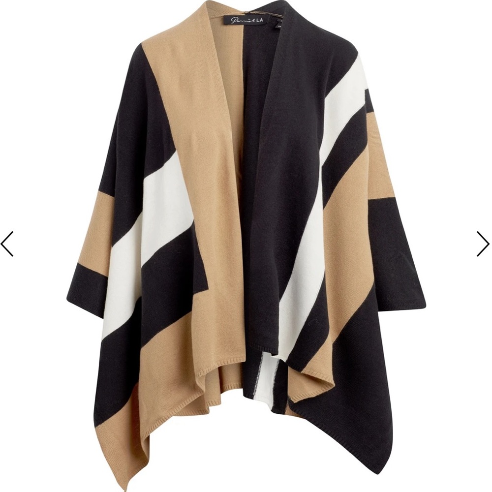 Black/Ivory/Camel “Stevie” Poncho